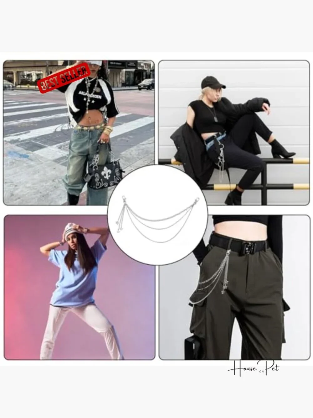 Silver Star Pants Chain - Double-Layer Durable Alloy Punk Belt